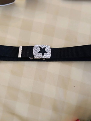 Belt with strass black, length 100cm, like new, fabric