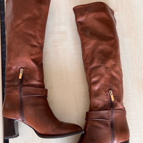 Women's leather boots used, brown, size 38