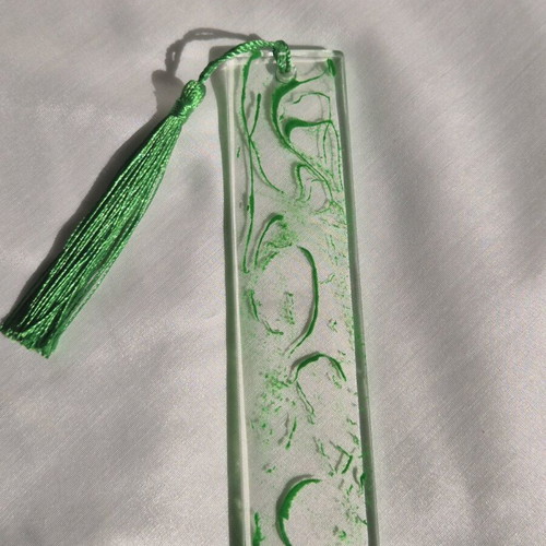 Handmade bookmark from resin with green waves new