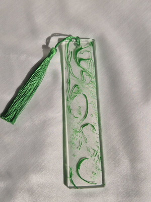 Handmade bookmark from resin with green waves new