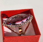 Gold 18K ring with amethyst and 38 diamonds used