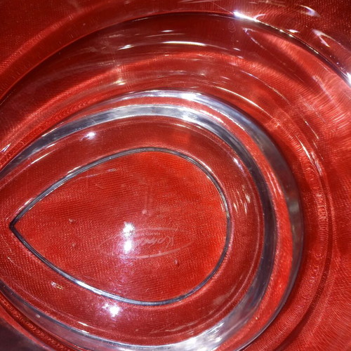 Decorative crystal fondue bowl used with small scratches