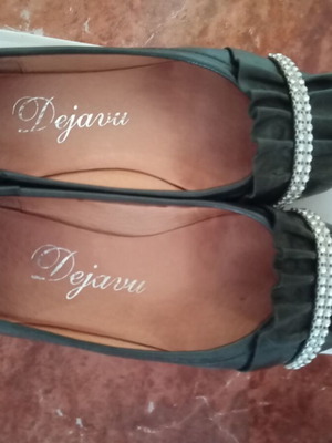 Black ballerina shoes with silver buckle like new, size 37