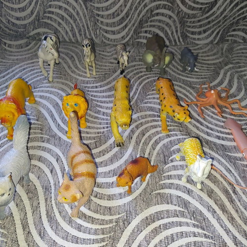 Various plastic animals used
