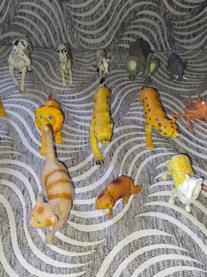 Various plastic animals used