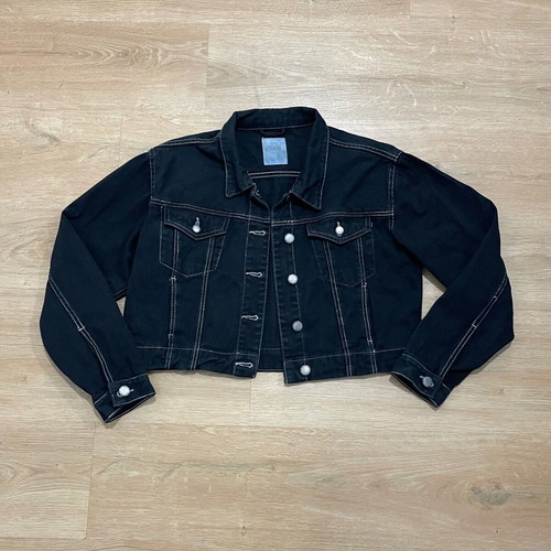 Pink Woman black denim jacket size M like new