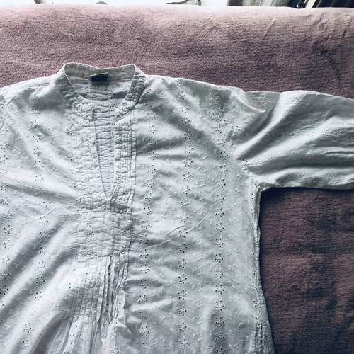White cotton women's dress or long shirt used, size S