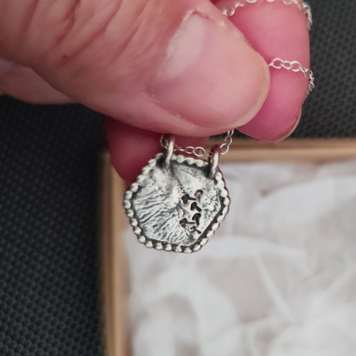 Necklace with polygonal pendant silver 925 new