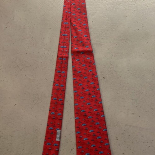 Hermes tie new, blue and red, 100% silk, made in France