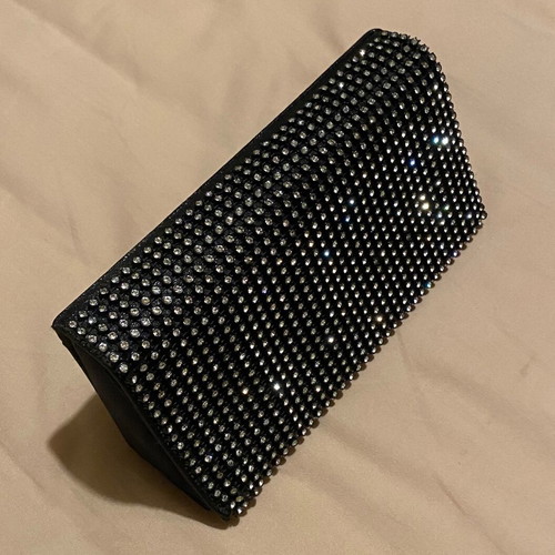 Black clutch with rhinestones new, crossbody
