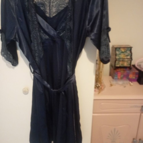 Abysse satin lingerie set like new, dark blue