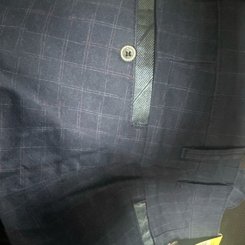 Navy Blue Pants new with subtle two-tone check pattern
