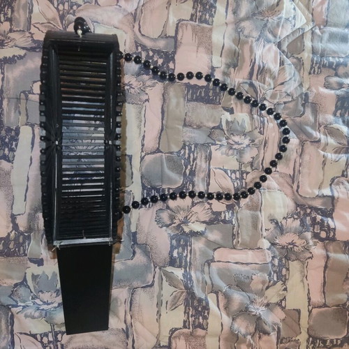 Handmade wooden shoulder bag like new, black with beads
