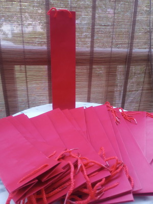 Red Paper Gift Bags pack of 25, laminated with cord handles