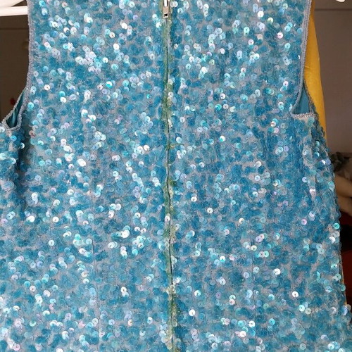 Aslanis women's embellished blouse used with sequins and beads turquoise size L