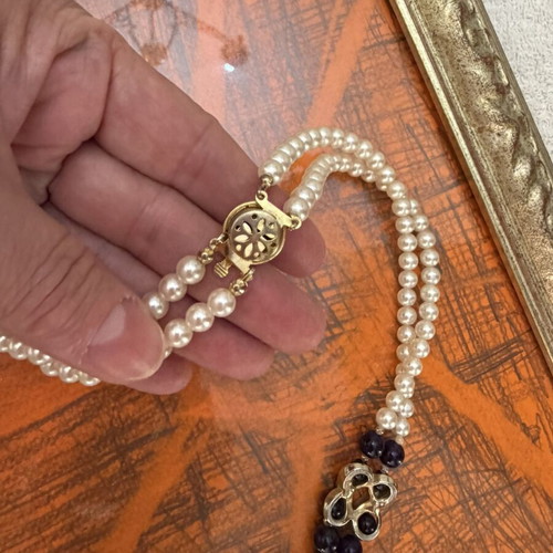Vintage large necklace with amethyst custom jewellery like new