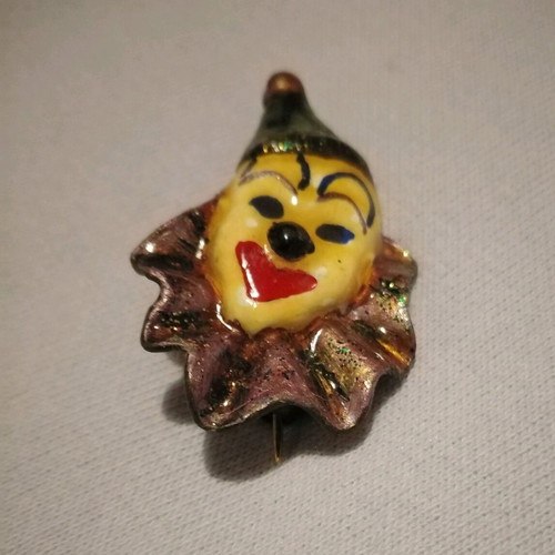 Antique handmade metal pin like new multicolored