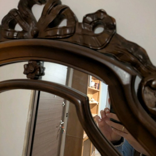 Mirror with wooden carved frame like new, 100x67cm
