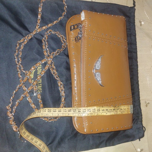 Women's shoulder bag with chain strap, brown
