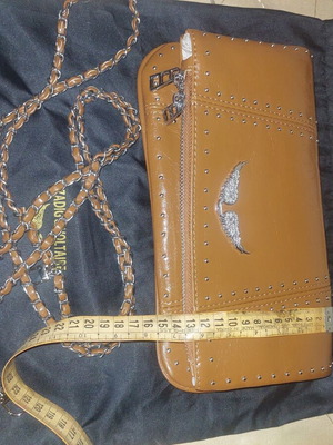 Women's shoulder bag with chain strap, brown