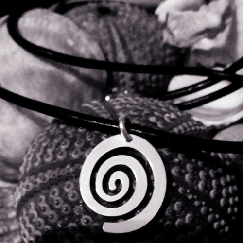 Nirvana silver 925 necklace with black leather cord, new