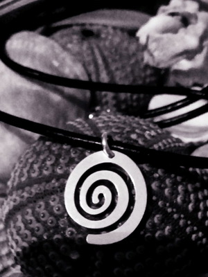 Nirvana silver 925 necklace with black leather cord, new