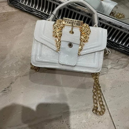 White and gold shoulder bag