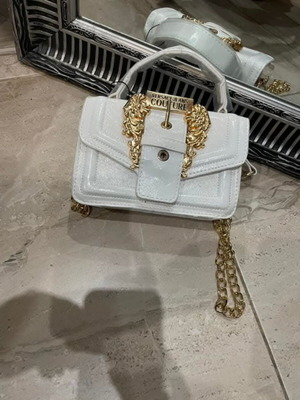 White and gold shoulder bag