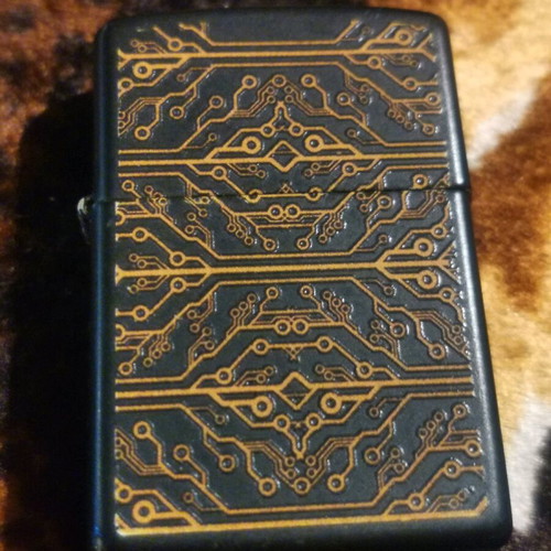 Authentic Zippo Circuit Board 2021 lighter used with leather case
