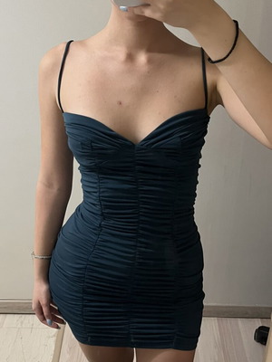 Dress with ruching new, blue and green Pull & Bear