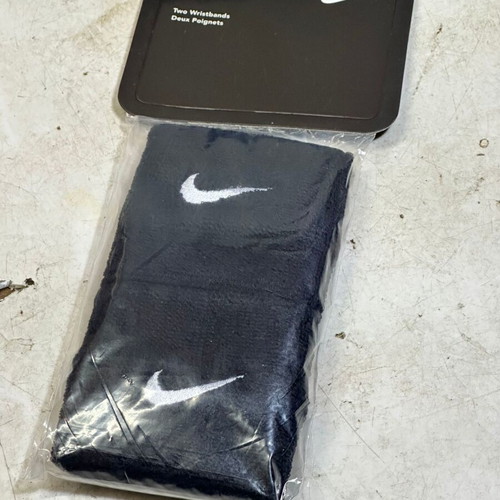 Nike wristbands set of 2 black with white Swoosh, new