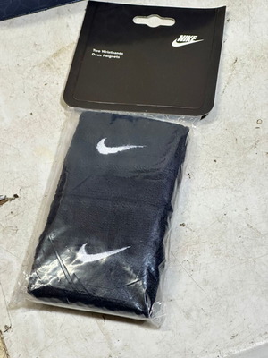 Nike wristbands set of 2 black with white Swoosh, new