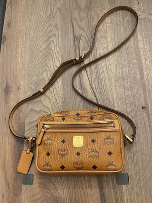 MCM Diamond Camera Bag unisex crossbody, cognac