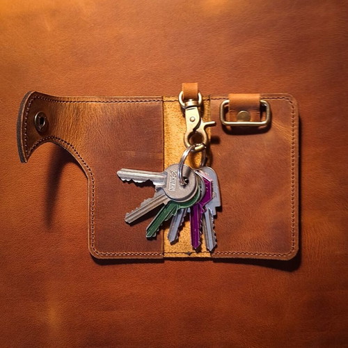 Handmade leather key wallet new, brown