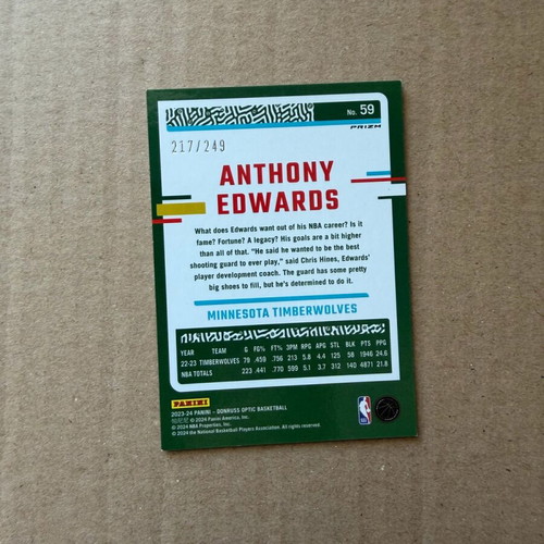 Panini Donruss Optic Anthony Edwards like new /249