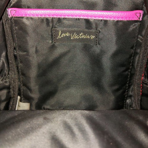 Victoria's Secret mini backpack used, fuchsia with gold details