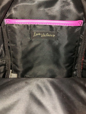 Victoria's Secret mini backpack used, fuchsia with gold details