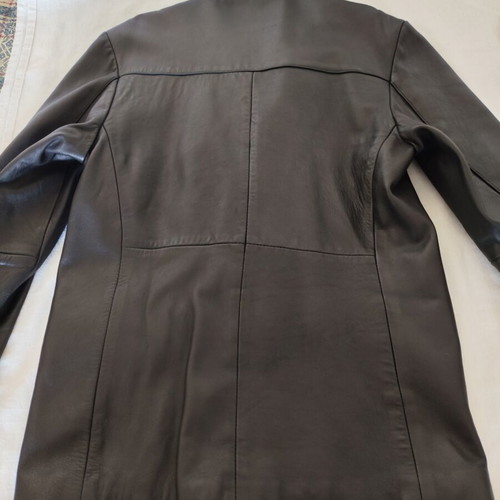 Freeland men's black leather jacket blazer size small satin lining like new