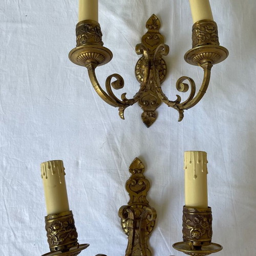 Antique wall lights used, set of 2