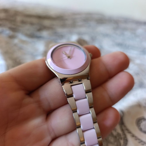 Swatch women's wristwatch pink stainless steel