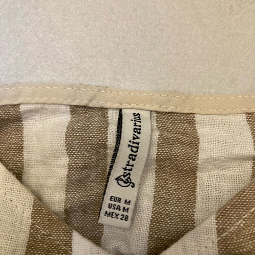 Stradivarius Crop Top like new, linen blend, size M, striped white beige