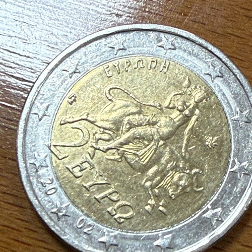 2€ Europe collectible coin like new with cutting errors 2002