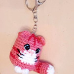 Pink Amigurumi Cat Bag Charm Keychain Handmade New