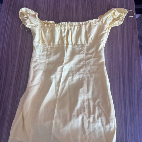 Bershka dress new, yellow, large, 100% cotton linen
