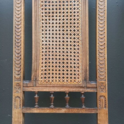 Chairs used, 6 pieces, late 19th century with carving