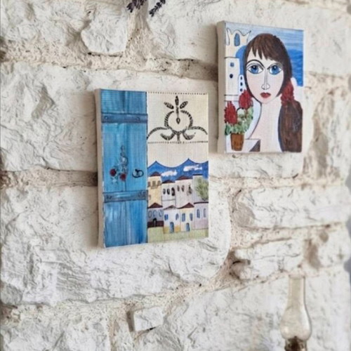 Handmade Mediterranean Style Paintings Set of 2 on Canvas new