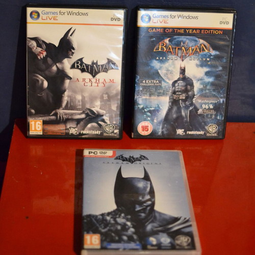 Batman Arkham Asylum, Arkham City and Arkham Origins PC like new
