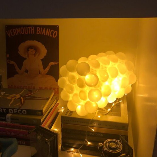 Space Age glass lamp shade large like new