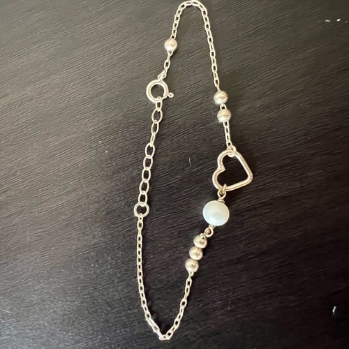 Lure jewellery silver bracelet new with heart and pearls