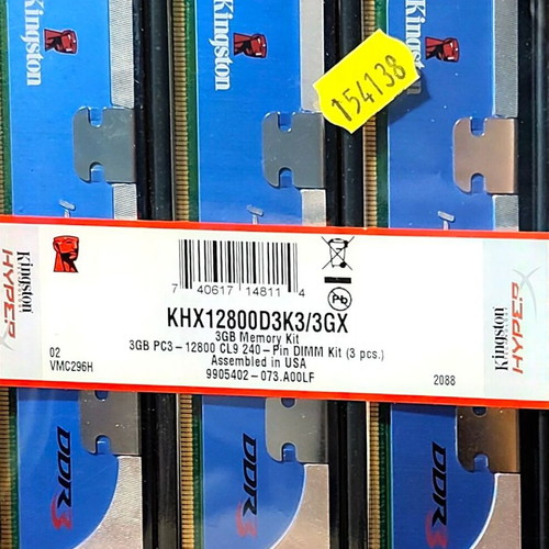 Kingston KHX12800D3K3/3GX DDR3 HyperX 3GB Triple Channel Kit like new